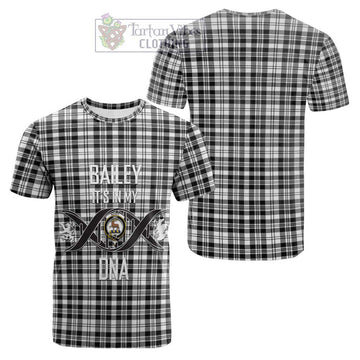 Scott Black White Tartan Cotton T-shirt with Family Crest DNA In Me Style