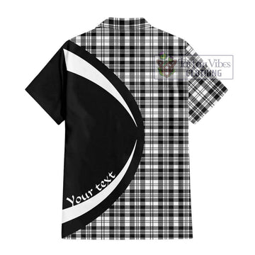 Scott Black White Tartan Short Sleeve Button Up with Family Crest Circle Style