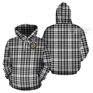 Scott Black White Tartan Cotton Hoodie with Family Crest