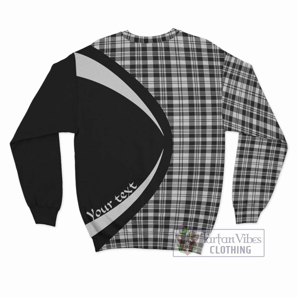 Scott Black White Tartan Sweatshirt with Family Crest Circle Style - Tartan Vibes Clothing