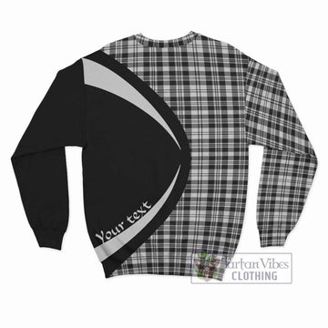 Scott Black White Tartan Sweatshirt with Family Crest Circle Style