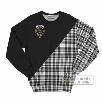 Scott Black White Tartan Sweatshirt with Family Crest and Military Logo Style