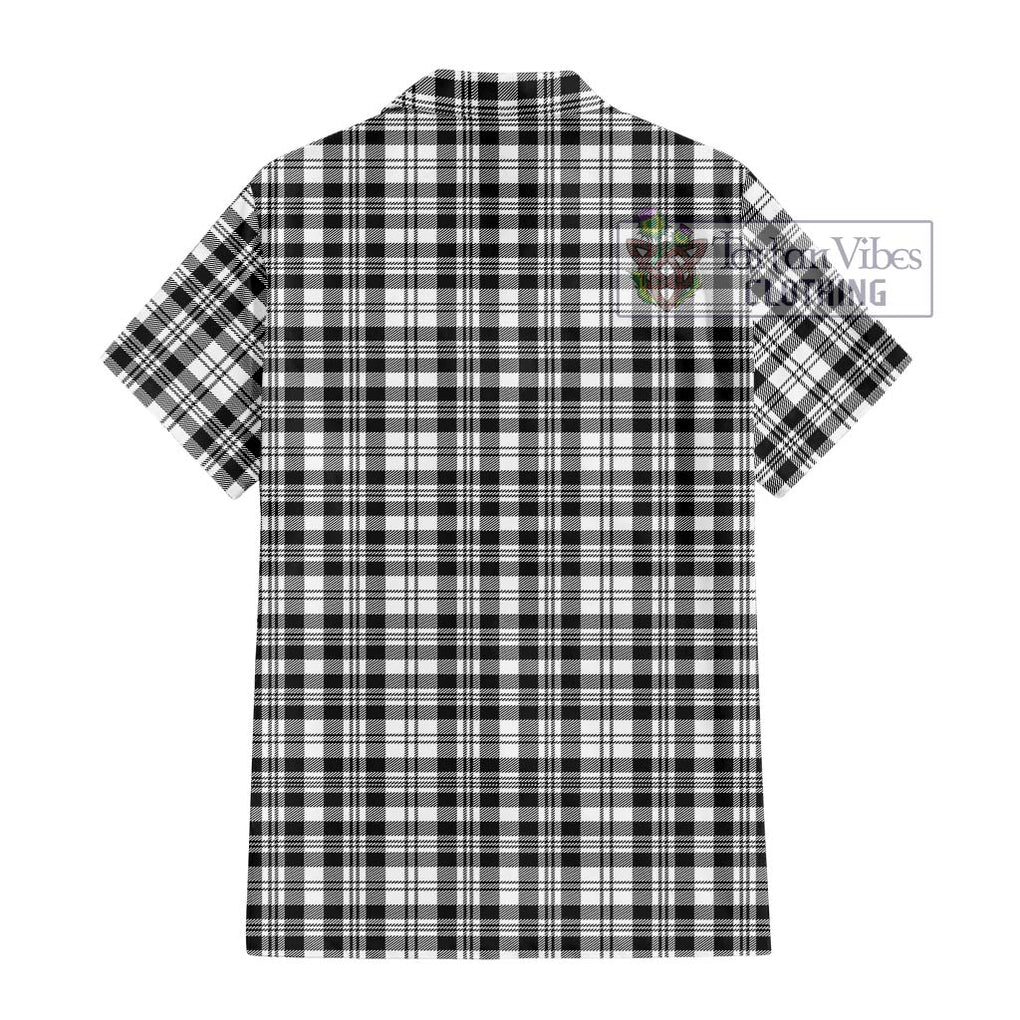 Scott Black White Tartan Short Sleeve Button Shirt with Family Crest DNA In Me Style - Tartanvibesclothing Shop