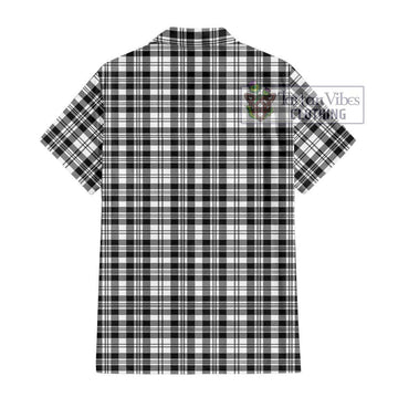 Scott Black White Tartan Short Sleeve Button Shirt with Family Crest DNA In Me Style