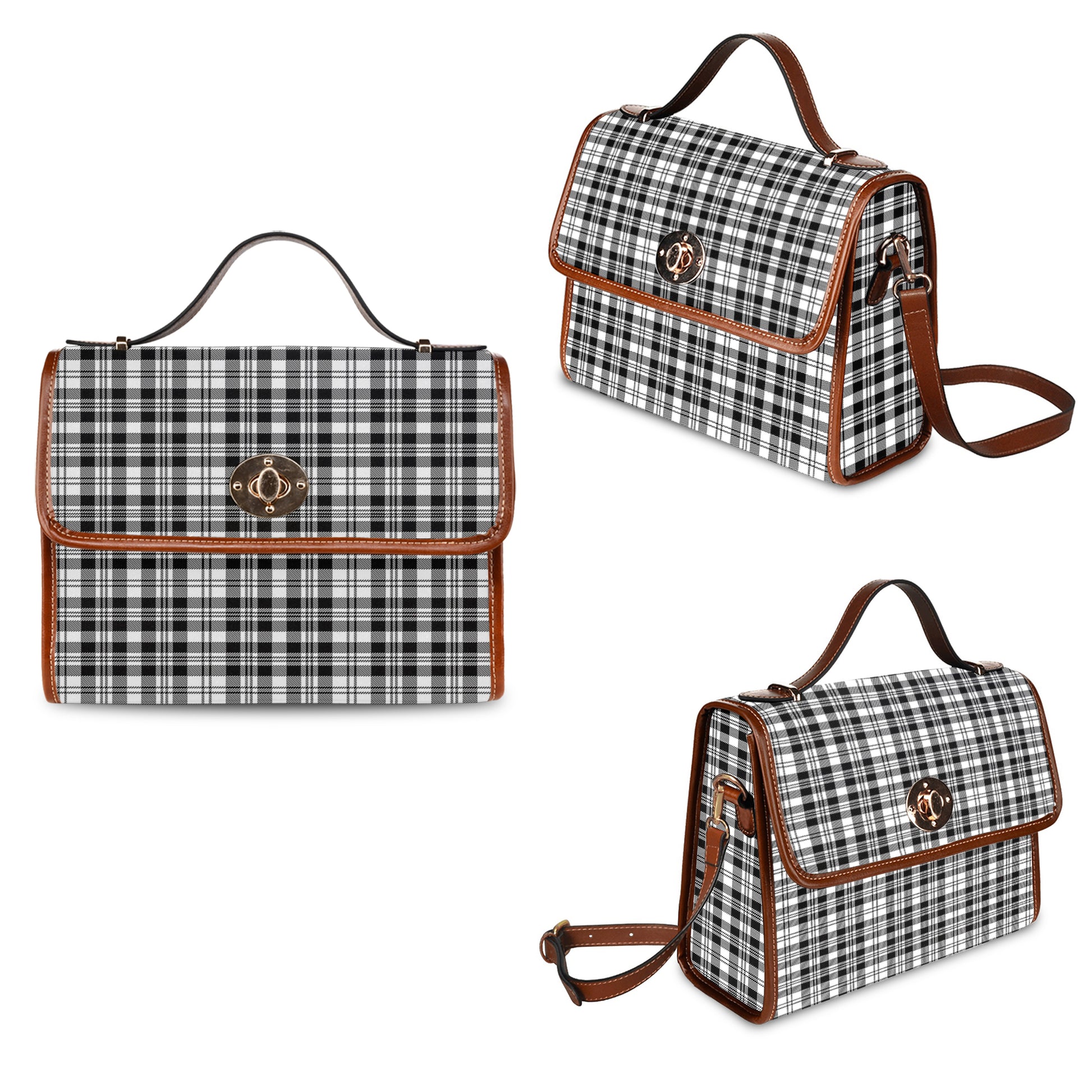 scott-black-white-tartan-leather-strap-waterproof-canvas-bag