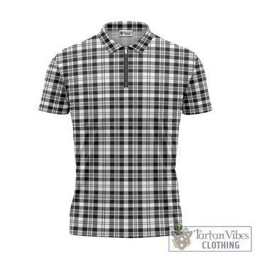 Scott Black White Tartan Zipper Polo Shirt