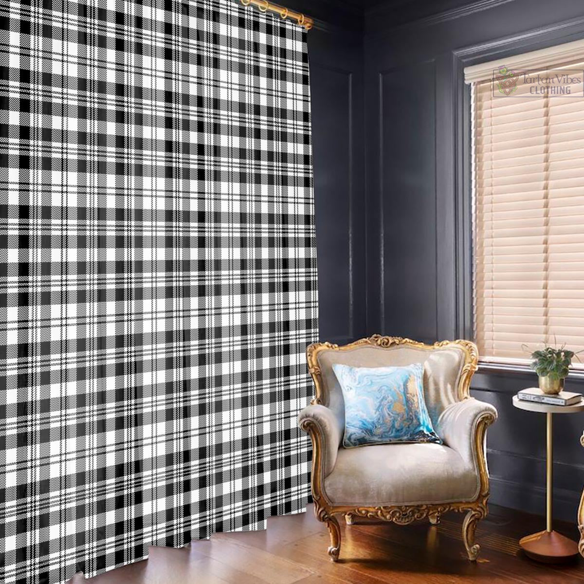 Scott Black White Tartan Window Curtain