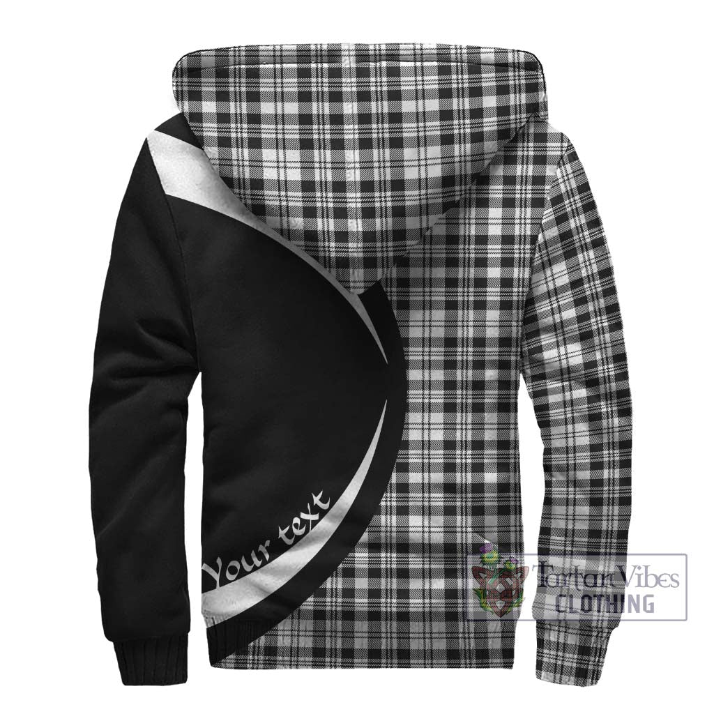 Scott Black White Tartan Sherpa Hoodie with Family Crest Circle Style - Tartan Vibes Clothing