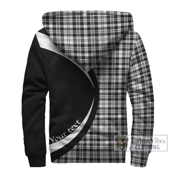 Scott Black White Tartan Sherpa Hoodie with Family Crest Circle Style