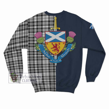 Scott Black White Tartan Sweatshirt Alba with Scottish Lion Royal Arm Half Style