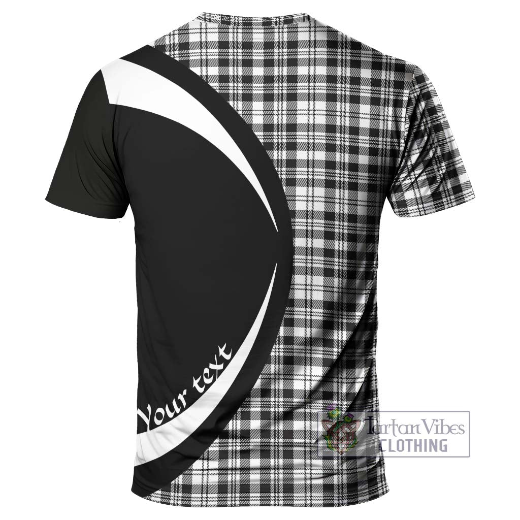 Tartan Vibes Clothing Scott Black White Tartan T-Shirt with Family Crest Circle Style