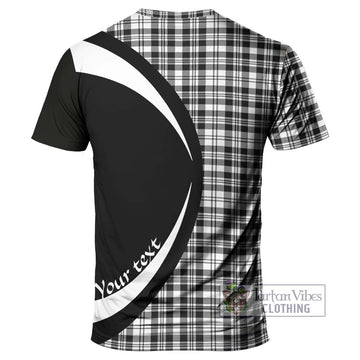 Scott Black White Tartan T-Shirt with Family Crest Circle Style