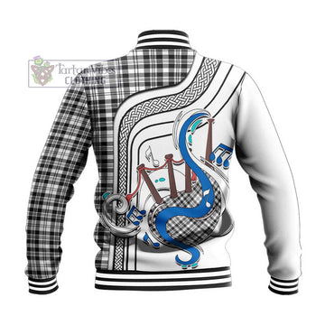 Scott Black White Tartan Baseball Jacket with Epic Bagpipe Style