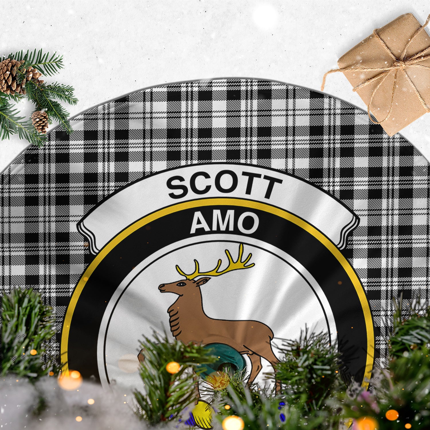 scott-black-white-tartan-christmas-tree-skirt-with-family-crest