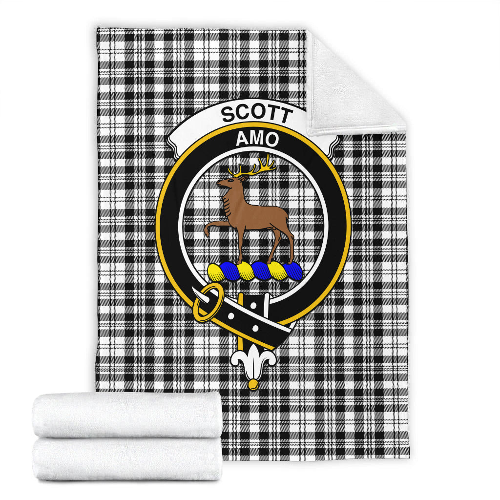 scott-black-white-tartab-blanket-with-family-crest