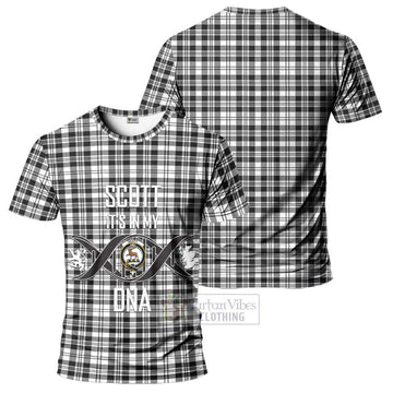 Scott Black White Tartan T-Shirt with Family Crest DNA In Me Style