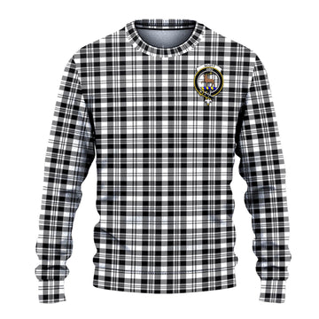 Scott Black White Tartan Ugly Sweater with Family Crest