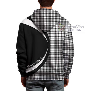 Scott Black White Tartan Hoodie with Family Crest Circle Style