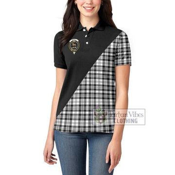 Scott Black White Tartan Women's Polo Shirt with Family Crest and Military Logo Style