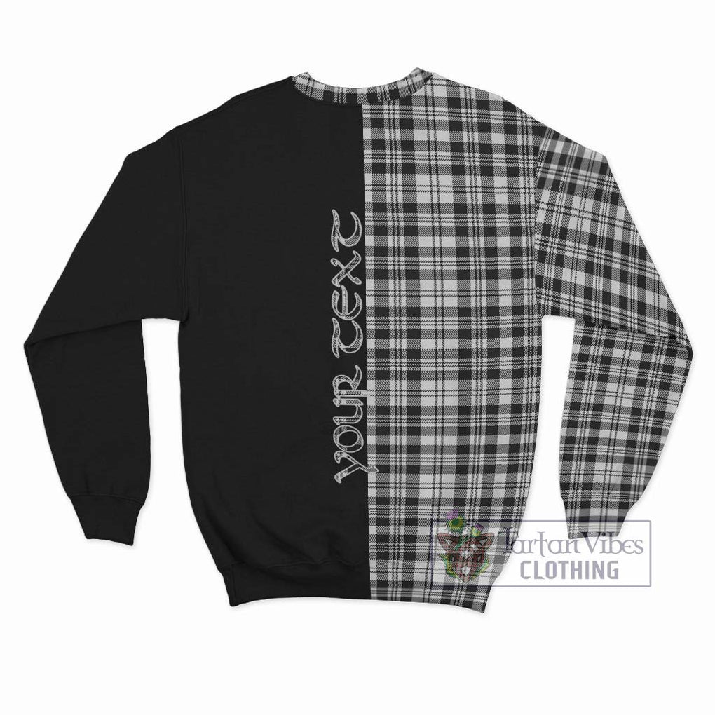 Scott Black White Tartan Sweatshirt with Family Crest and Half Of Me Style - Tartanvibesclothing Shop