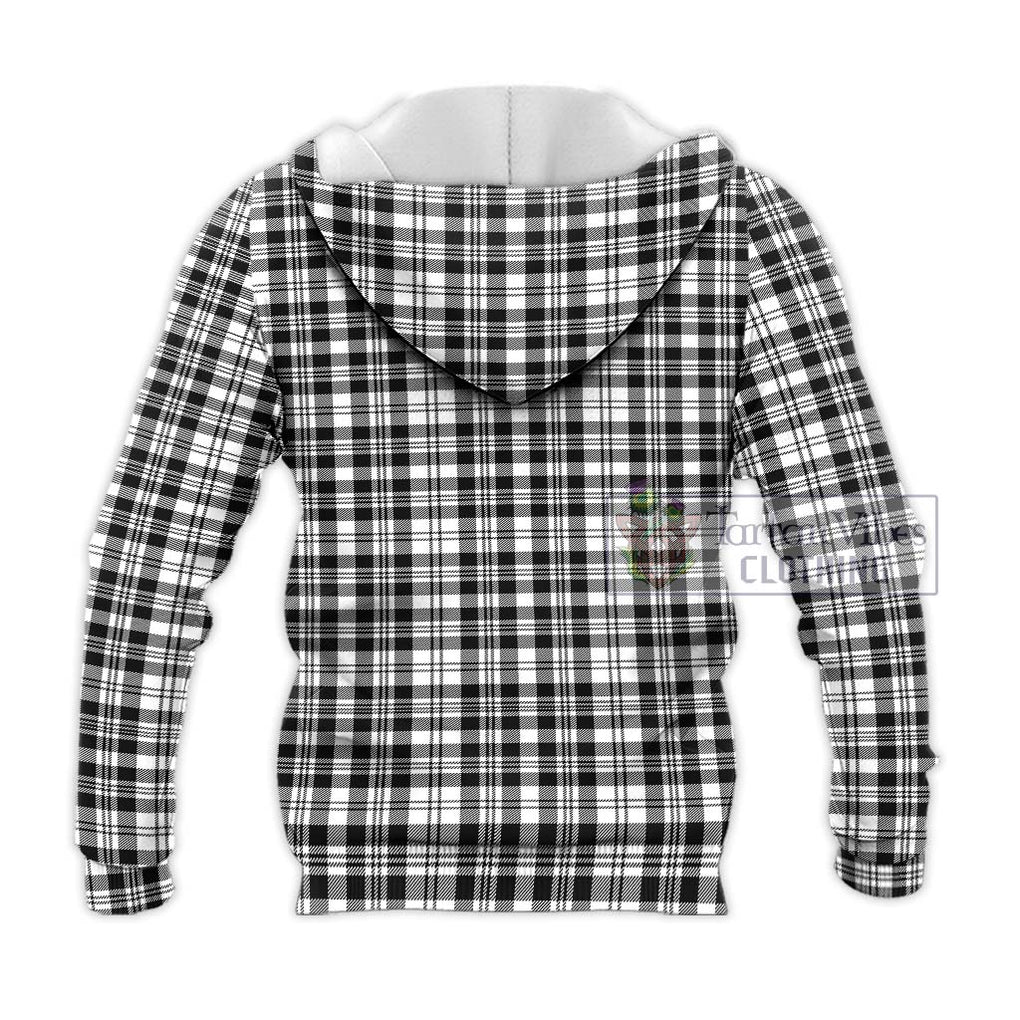 Scott Black White Tartan Knitted Hoodie with Family Crest DNA In Me Style - Tartanvibesclothing Shop