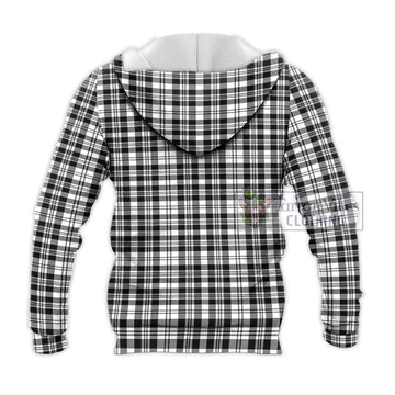 Scott Black White Tartan Knitted Hoodie with Family Crest DNA In Me Style