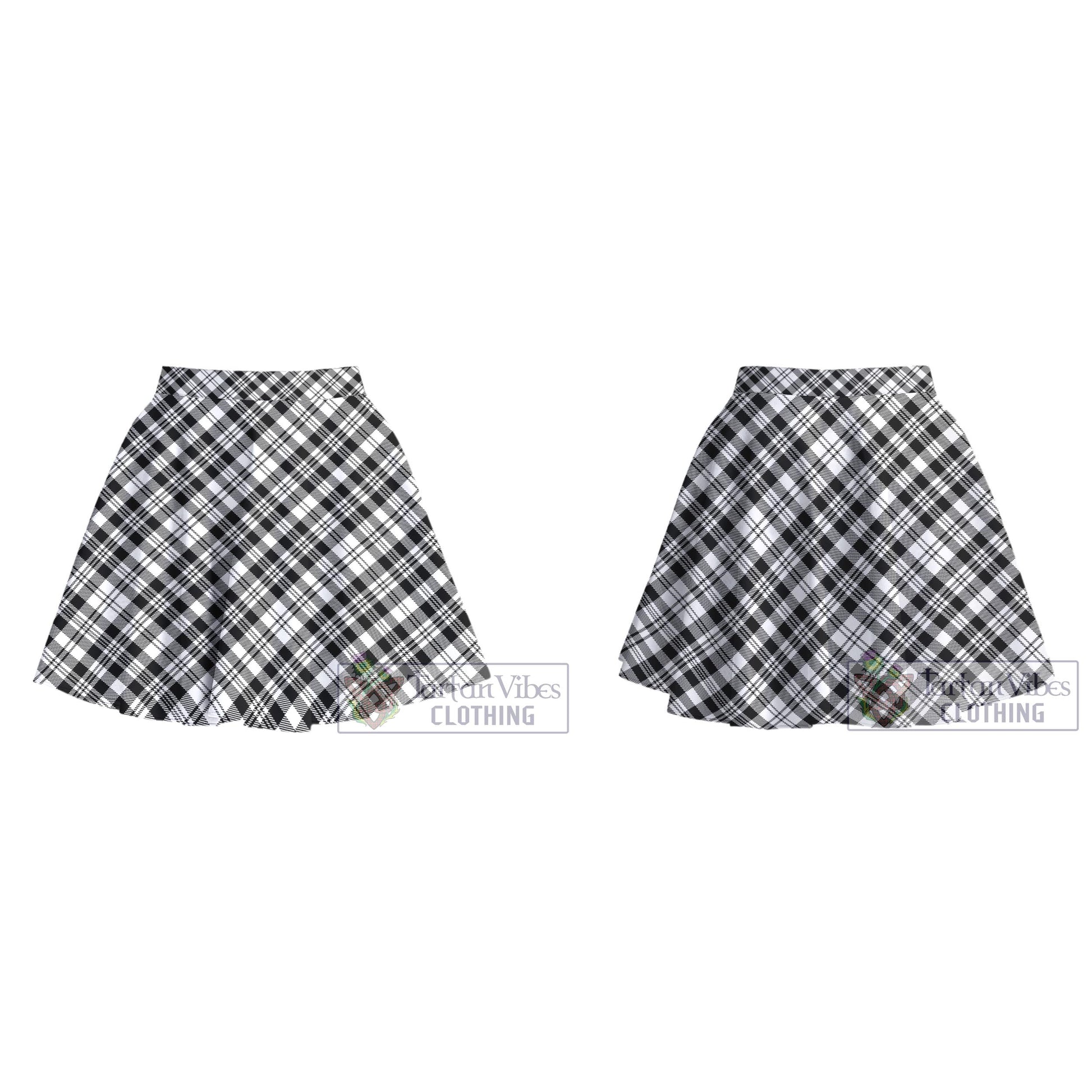 Tartan Vibes Clothing Scott Black White Tartan Women's Plated Mini Skirt