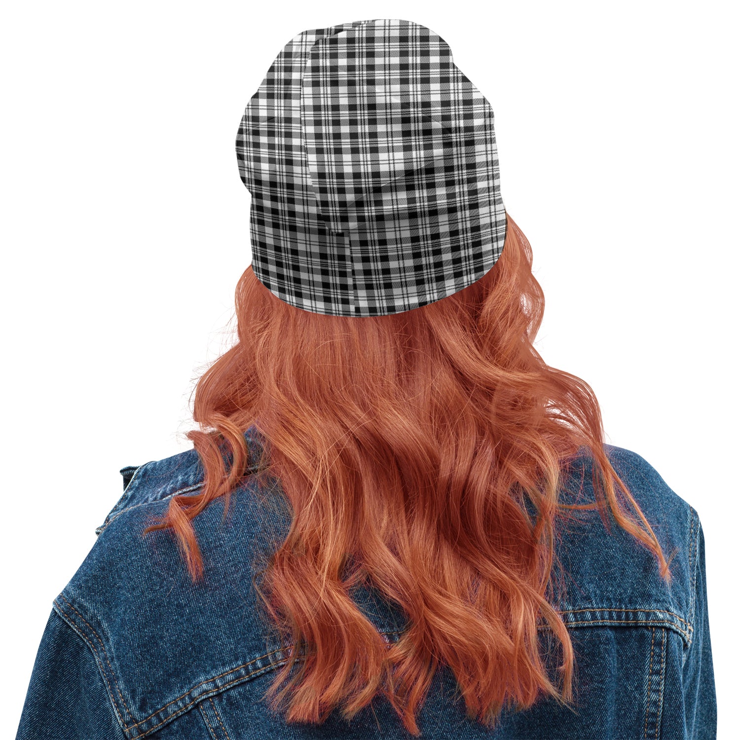 Scott Black White Tartan Beanies Hat with Family Crest - Tartan Vibes Clothing