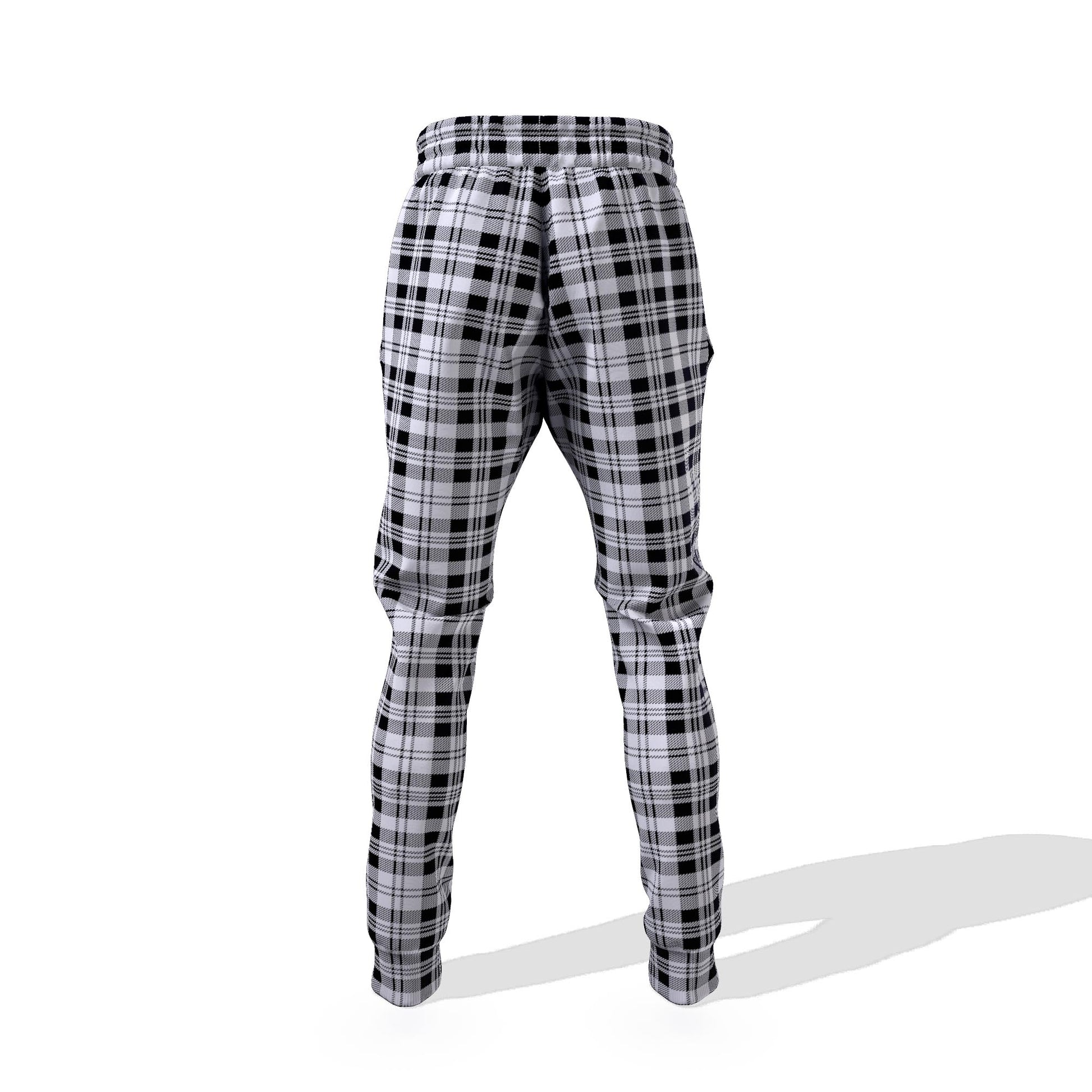 Scott Black White Tartan Joggers Pants with Family Crest 6XL - Tartan Vibes Clothing