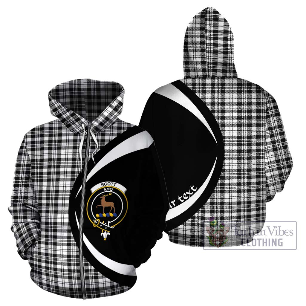 Scott Black White Tartan Hoodie with Family Crest Circle Style - Tartan Vibes Clothing