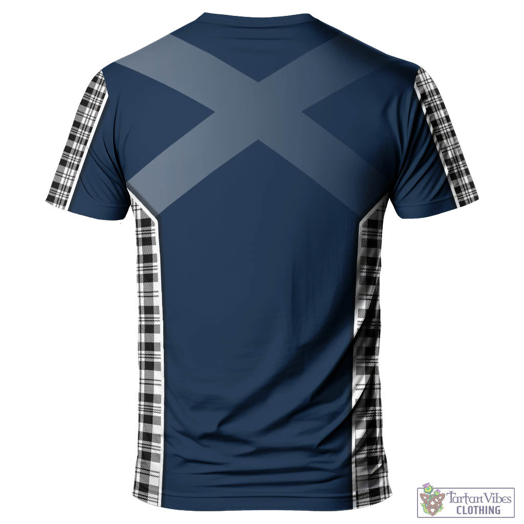 Tartan Vibes Clothing Scott Black White Tartan T-Shirt with Family Crest and Lion Rampant Vibes Sport Style