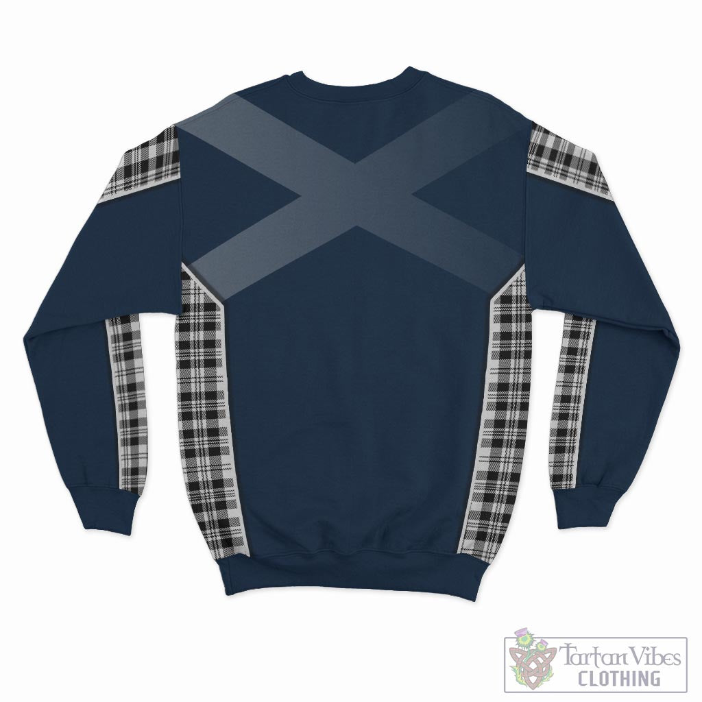 Tartan Vibes Clothing Scott Black White Tartan Sweater with Family Crest and Lion Rampant Vibes Sport Style