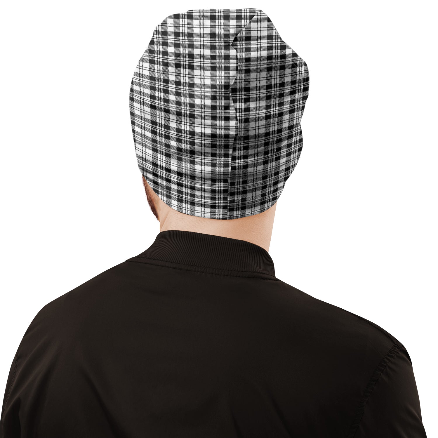 Scott Black White Tartan Beanies Hat with Family Crest - Tartan Vibes Clothing