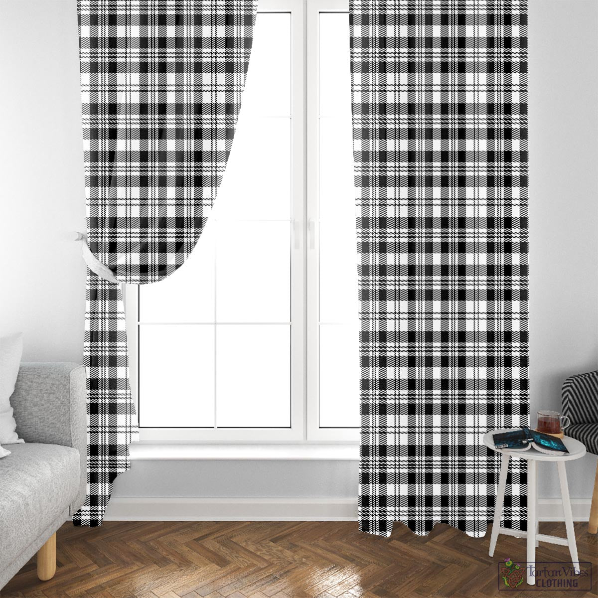 Scott Black White Tartan Window Curtain