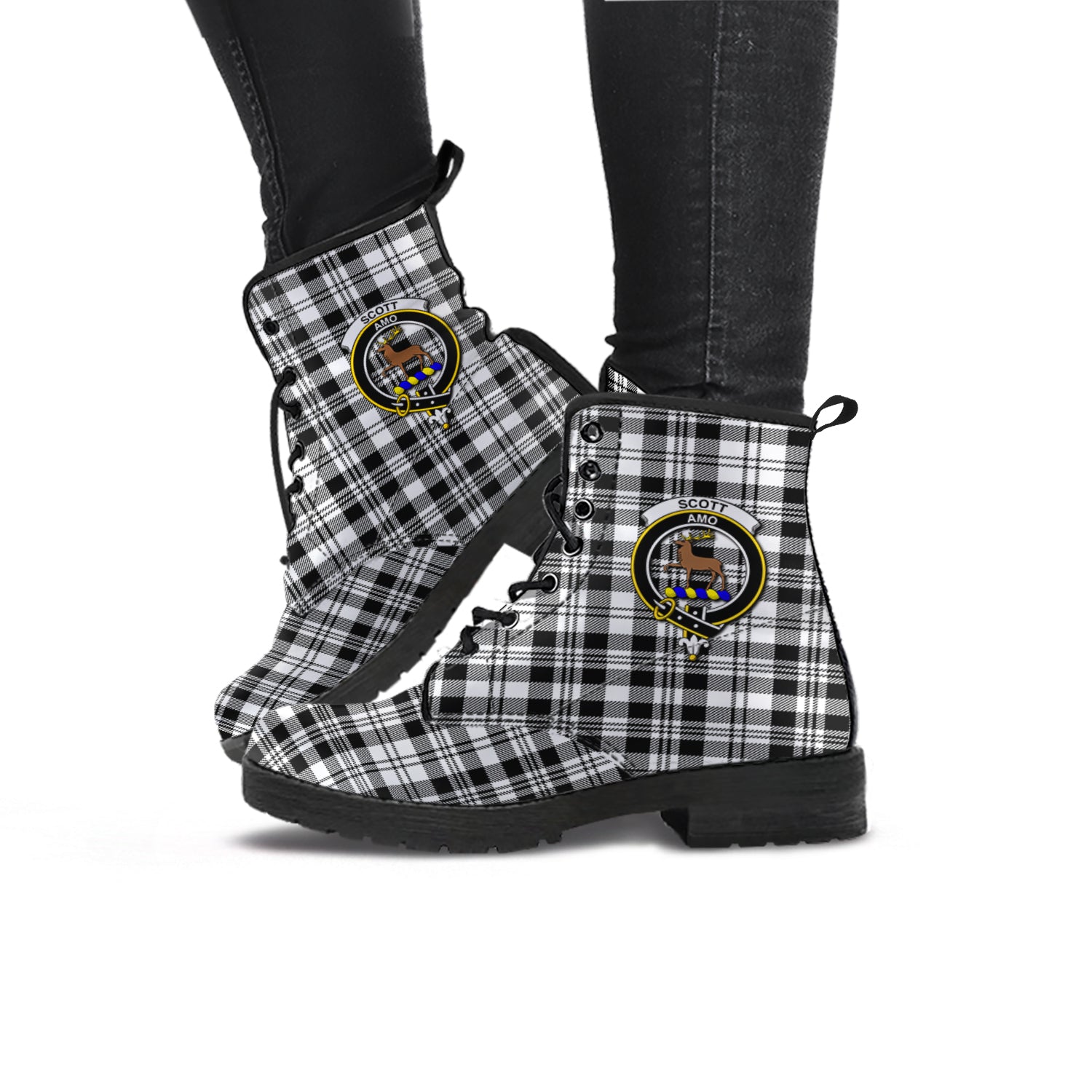 scott-black-white-tartan-leather-boots-with-family-crest