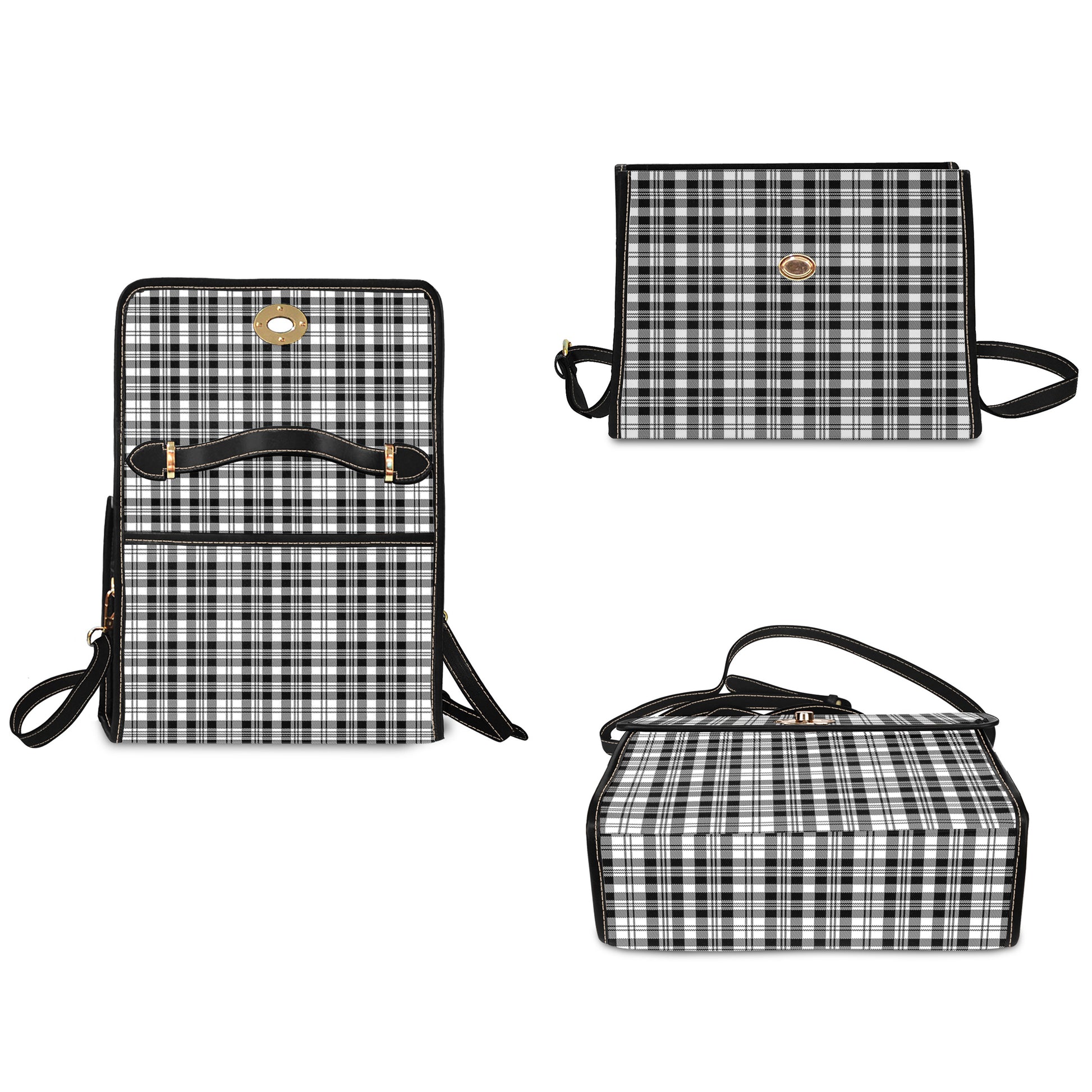 scott-black-white-tartan-leather-strap-waterproof-canvas-bag