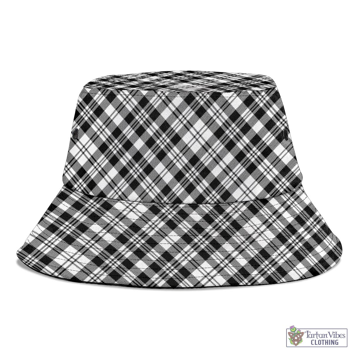 Tartan Vibes Clothing Scott Black White Tartan Bucket Hat