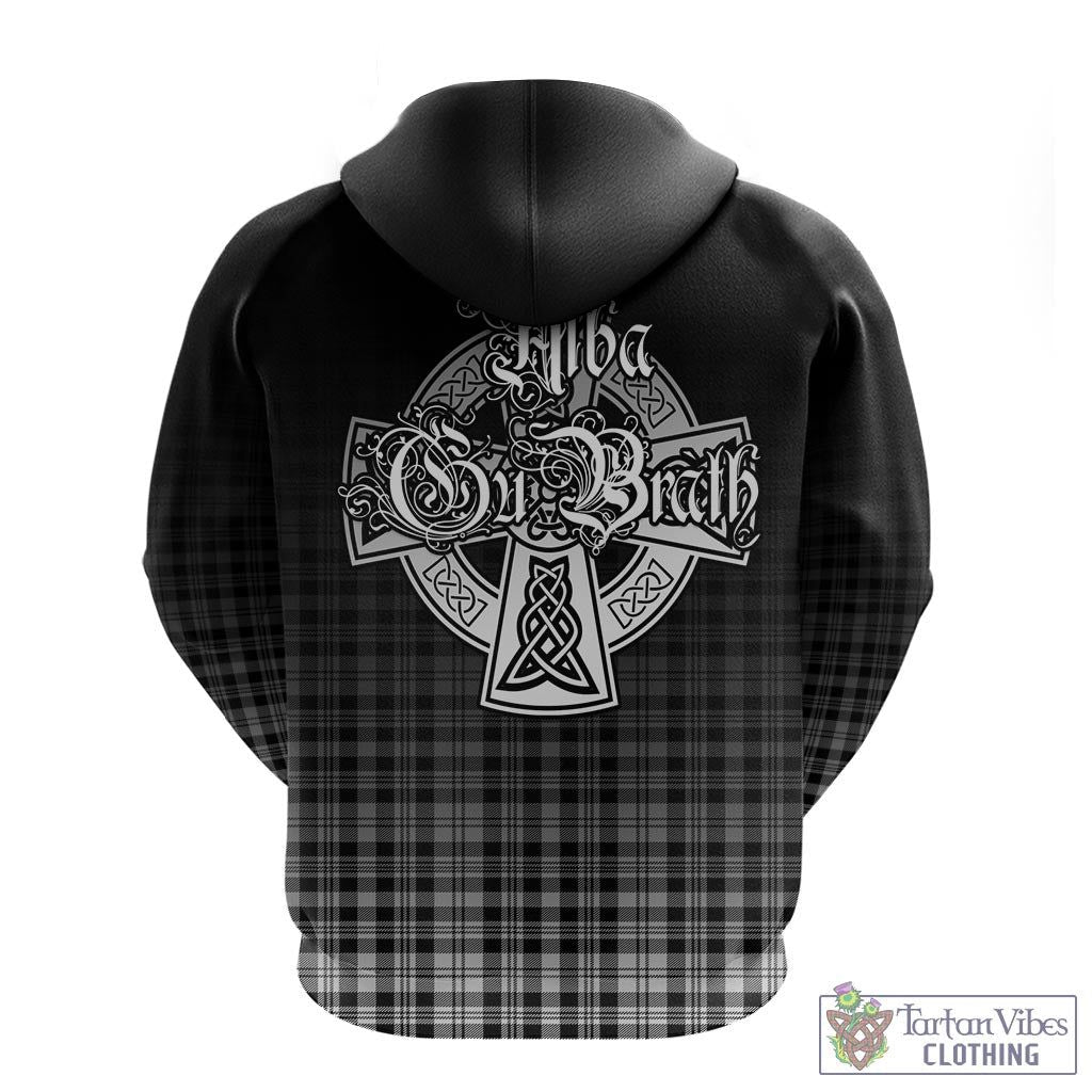 Tartan Vibes Clothing Scott Black White Tartan Hoodie Featuring Alba Gu Brath Family Crest Celtic Inspired