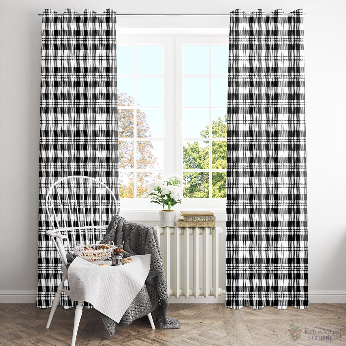 Scott Black White Tartan Window Curtain