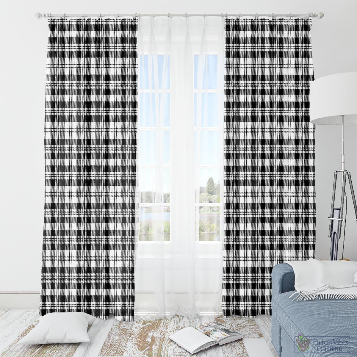 Scott Black White Tartan Window Curtain