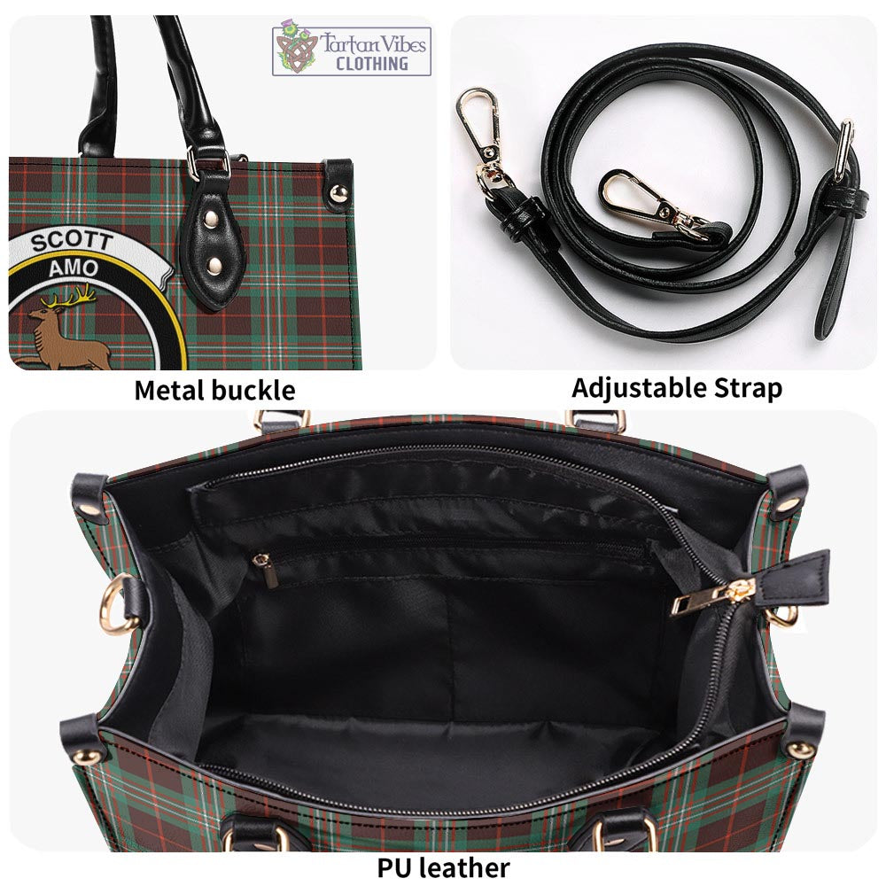 Tartan Vibes Clothing Scott Brown Ancient Tartan Luxury Leather Handbags with Family Crest