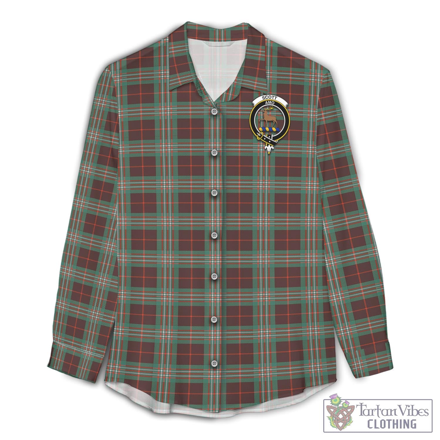 Tartan Vibes Clothing Scott Brown Ancient Tartan Womens Casual Shirt with Family Crest