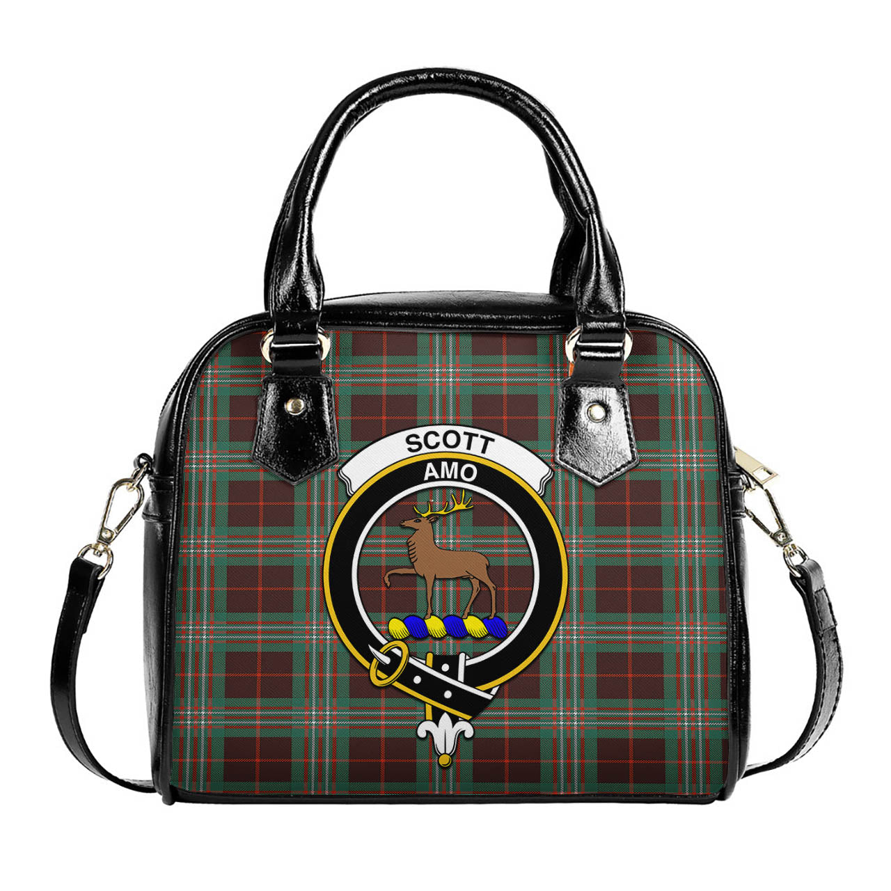 Scott Brown Ancient Tartan Shoulder Handbags with Family Crest One Size 6*25*22 cm - Tartanvibesclothing