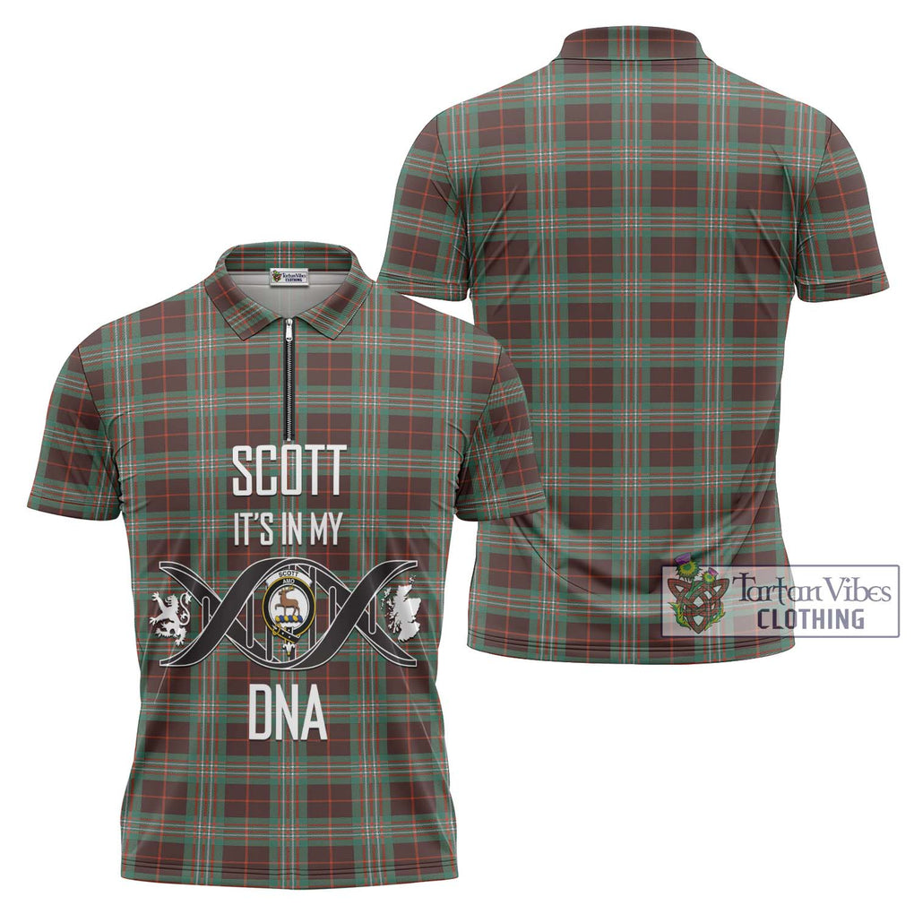 Scott Brown Ancient Tartan Zipper Polo Shirt with Family Crest DNA In Me Style Unisex - Tartanvibesclothing Shop