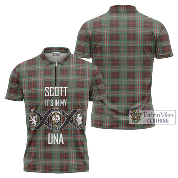 Scott Brown Ancient Tartan Zipper Polo Shirt with Family Crest DNA In Me Style