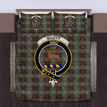 Scott Brown Ancient Tartan Quilt Bed Set with Family Crest