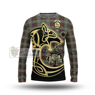 Scott Brown Ancient Tartan Long Sleeve T-Shirt with Family Crest Celtic Wolf Style