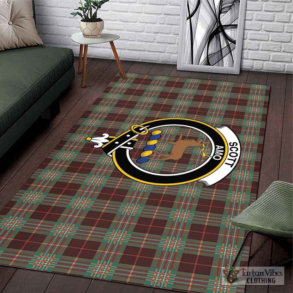 Tartan Vibes Clothing Scott Brown Ancient Tartan Area Rug with Family Crest