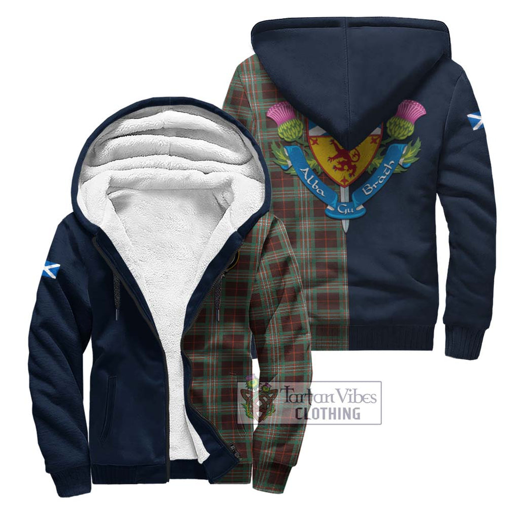 Tartan Vibes Clothing Scott Brown Ancient Tartan Sherpa Hoodie with Scottish Lion Royal Arm Half Style