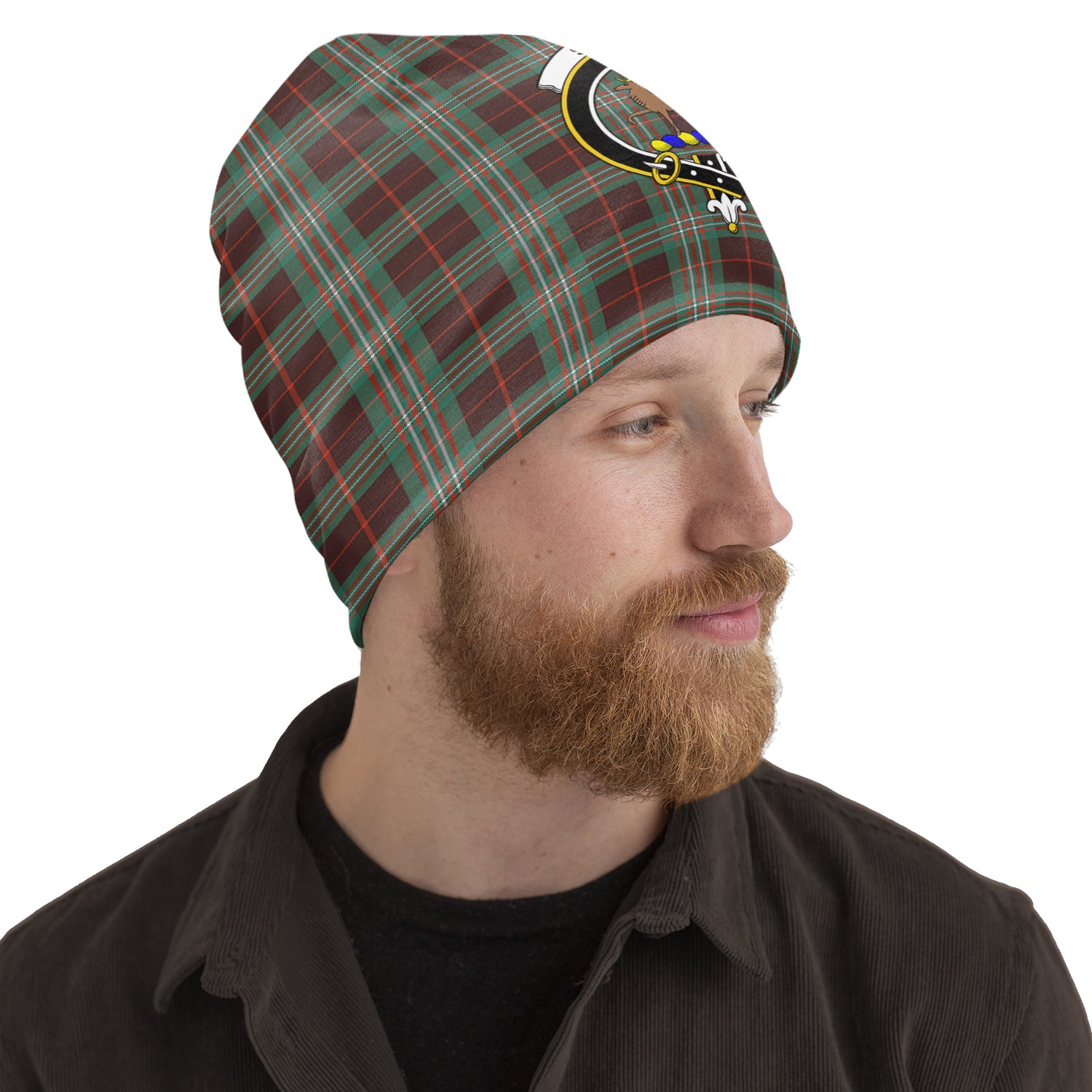 Scott Brown Ancient Tartan Beanies Hat with Family Crest One Size 10.5*10.2 inches - Tartan Vibes Clothing